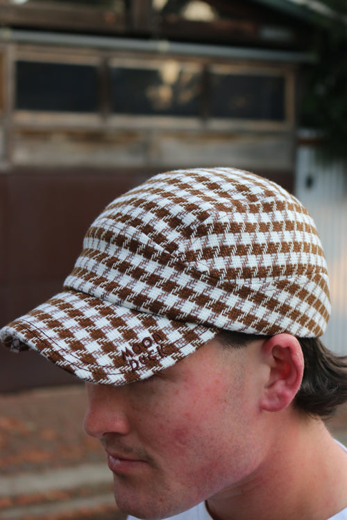 Brown/ White Check Hat