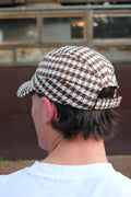 Brown/ White Check Hat