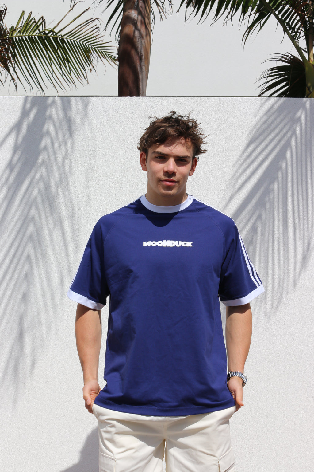 Navy Striped Sleeve T-Shirt